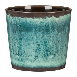 Stylish Ceramic Cache/Cover pots - Aqua - 11cm