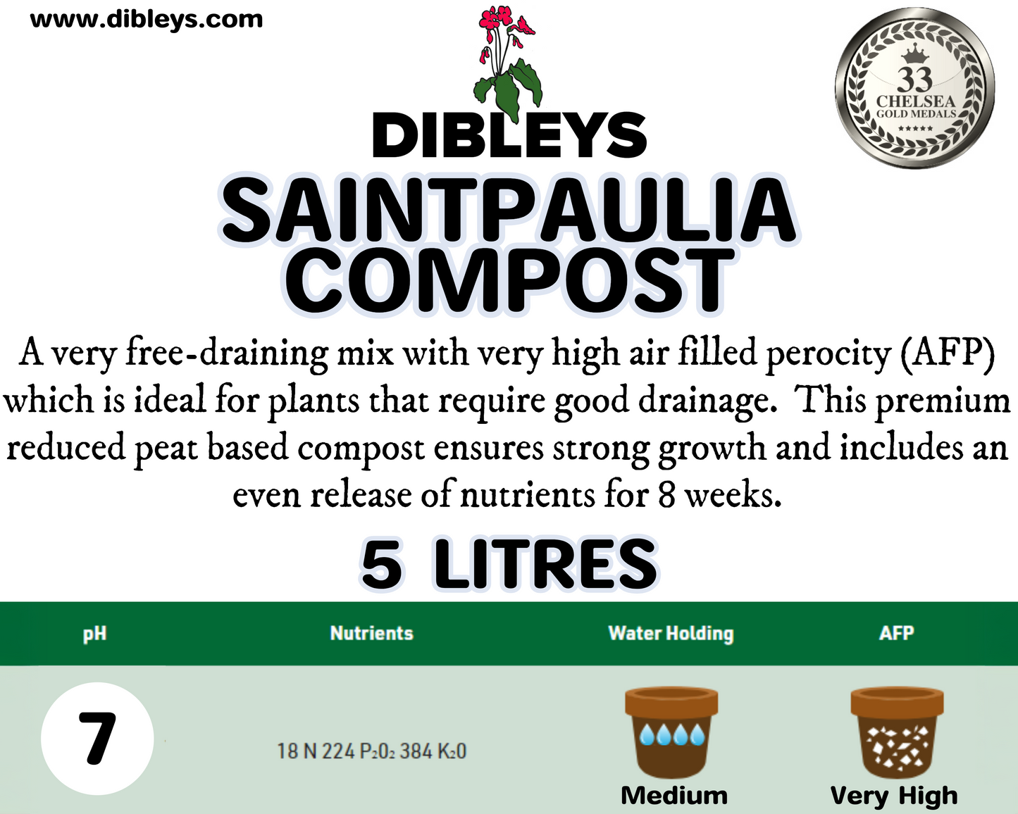 .Compost for Saintpaulia - Dibleys