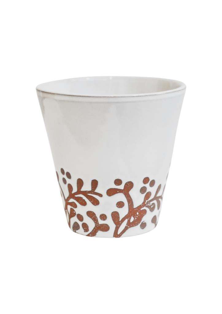 Dover Terracotta Foliage Glazed White Planter (suitable for 13cm growing pots) DTFGWP15