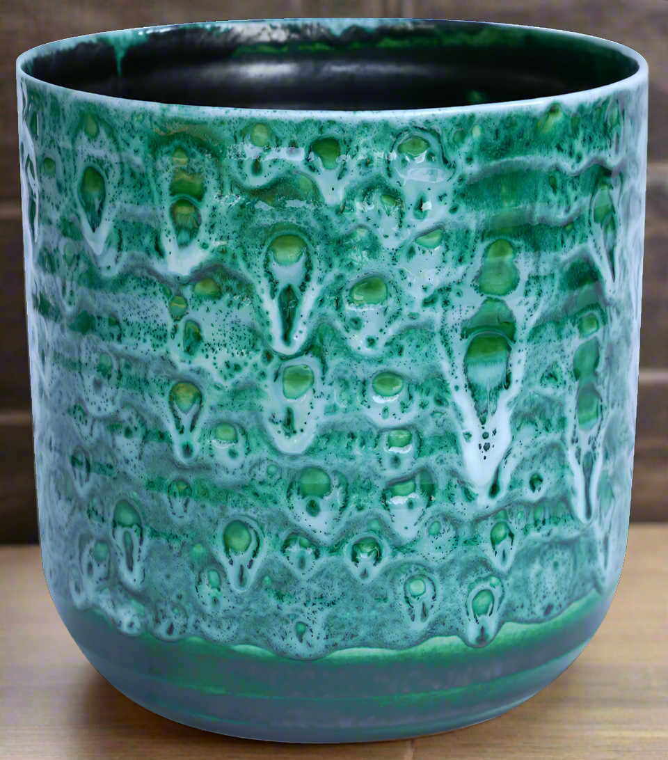 Emerald Reactive Glaze Planter (suitable for 12c growing pots) ERGP13