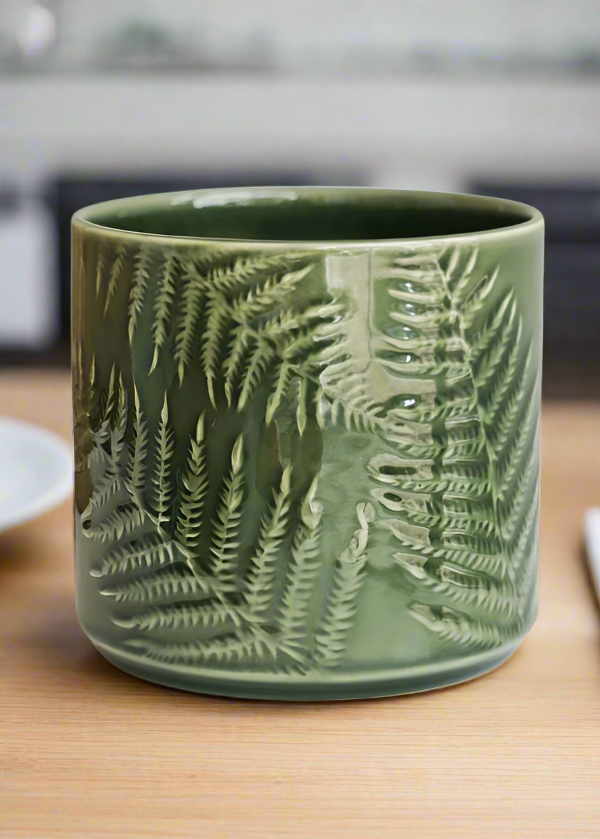 Orla Glazed Fern Green Planter (suitable for 12cm pots) OGPGP13