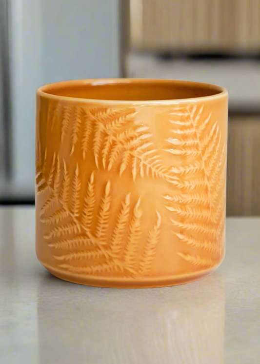 Orla Glazed Fern Mustard Planter (suitable for 12cm pots) OGFMP13