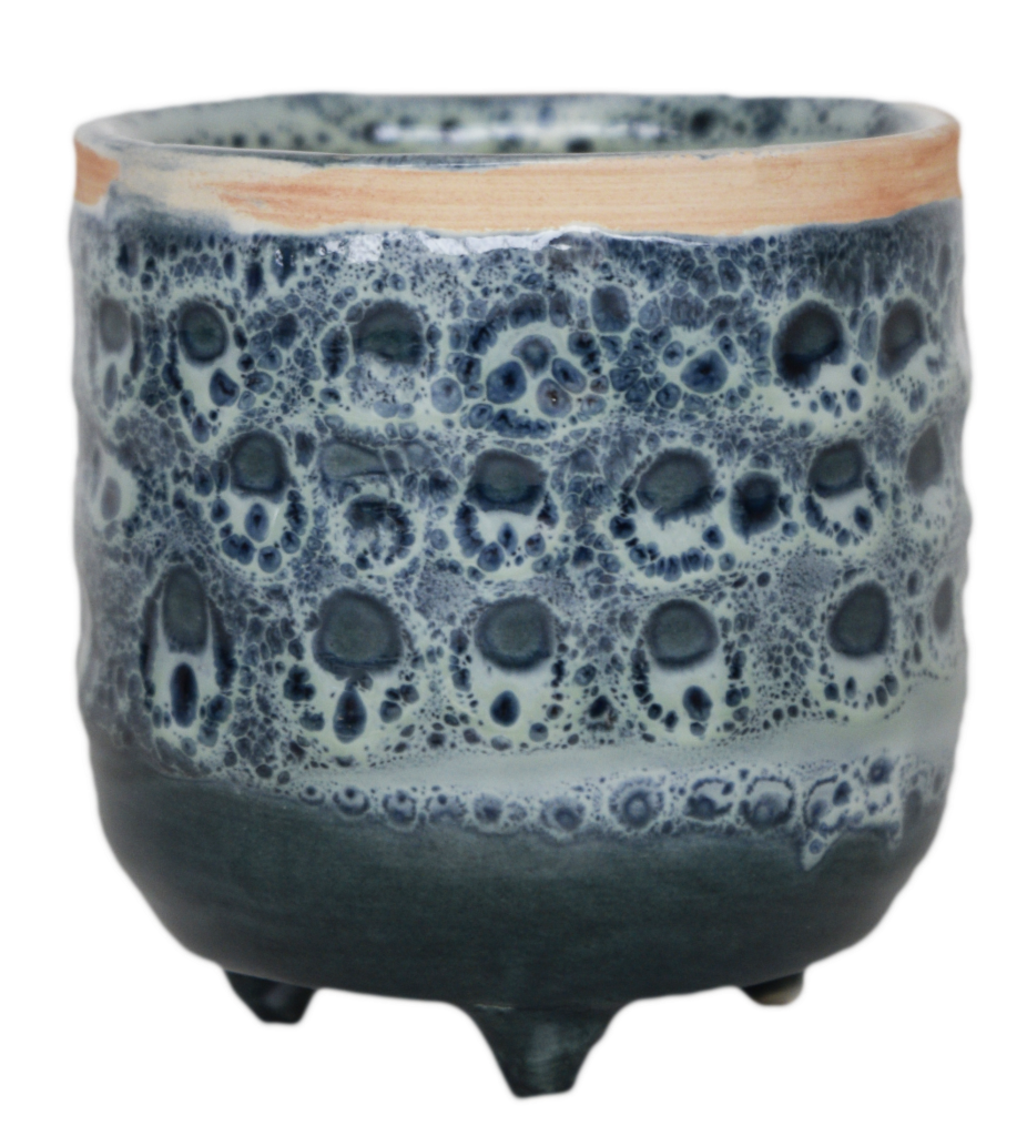 Sapphire Reactive Glaze Planter with Foot (suitable for 6cm growing pots)