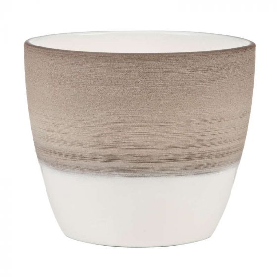 Stylish Ceramic Cache/Cover pots - Expresso Cream - 11cm