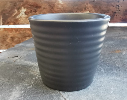 Stylish Ceramic Cache/Cover pots -  Striped 7cm