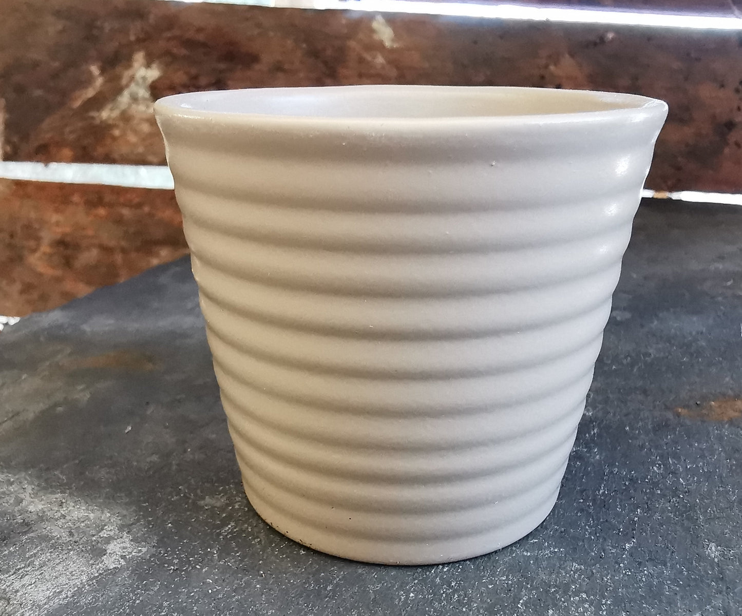 Stylish Ceramic Cache/Cover pots -  Striped 7cm