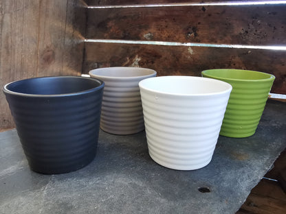 Stylish Ceramic Cache/Cover pots -  Striped 7cm