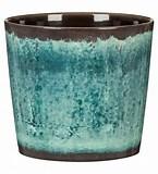 Stylish Ceramic Cache/Cover pots - Aqua - 13cm