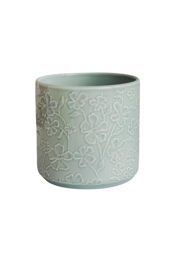 Betsy Embossed Floral Planter Mint (suitable for 12c growing pots) BEFPM13