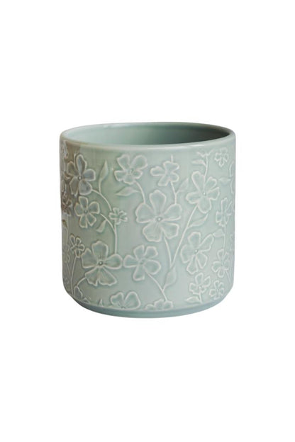 Betsy Embossed Floral Planter Mint (suitable for 12c growing pots) BEFPM13