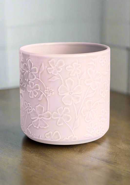 Betsy Embossed Floral Planter Pink (suitable for 12c growing pots) BEFPP13