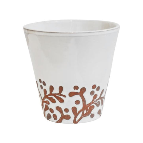 Dover Terracotta Foliage Glazed White Planter (suitable for 13cm growing pots) DTFGWP15