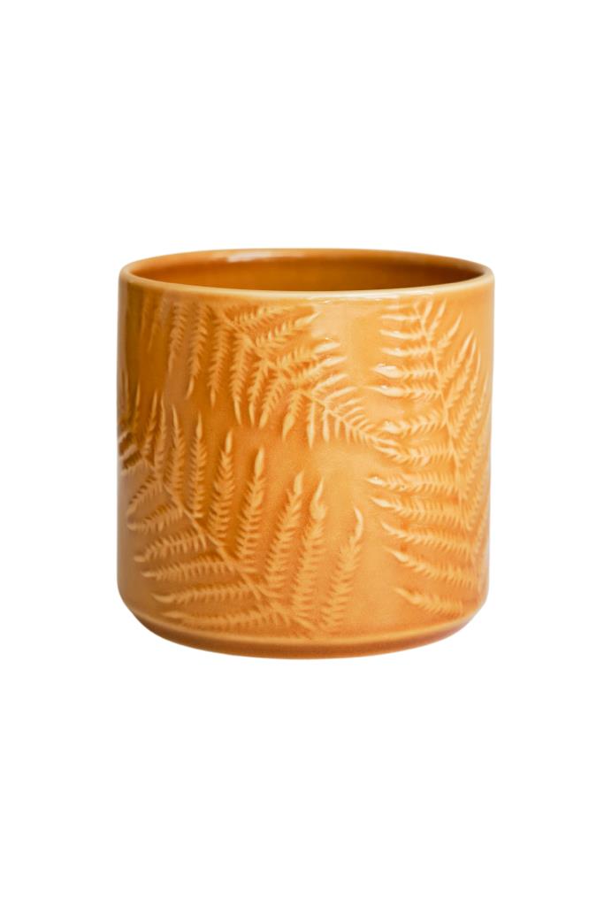 Orla Glazed Fern Mustard Planter (suitable for 12cm pots) OGFMP13