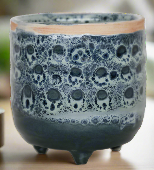 Sapphire Reactive Glaze Planter with Foot (suitable for tot plants)
