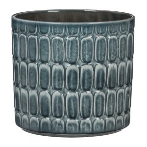 Stylish Ceramic Cache/Cover pots - Grey Texture - 12cm