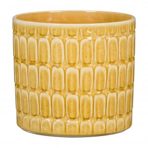 Stylish Ceramic Cache/Cover pots - Yellow Texture