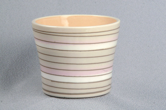 Stylish Ceramic Cache/Cover pots - Cream Striped - 11cm